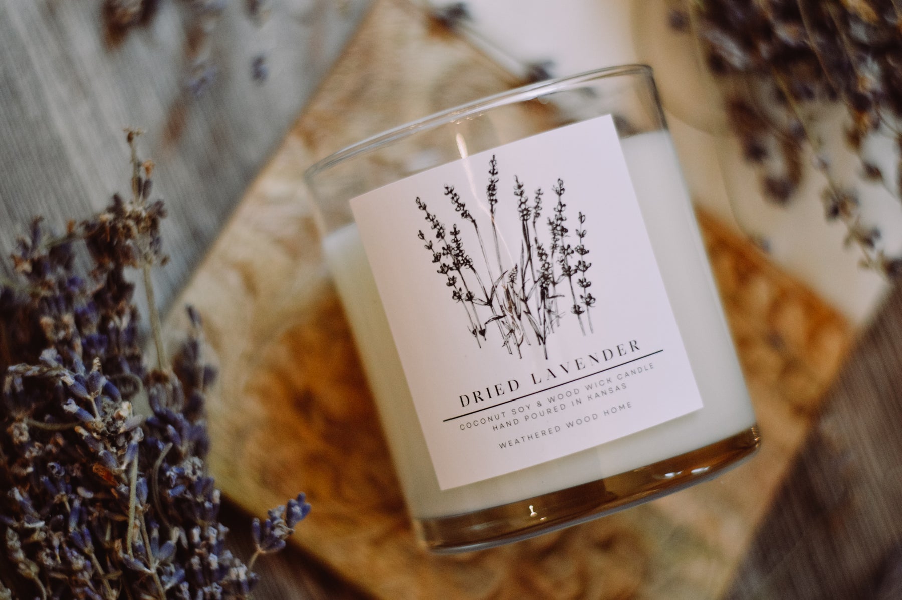 Palo Santo Lavender Soy Candle, Crackling Wooden Wick Candle